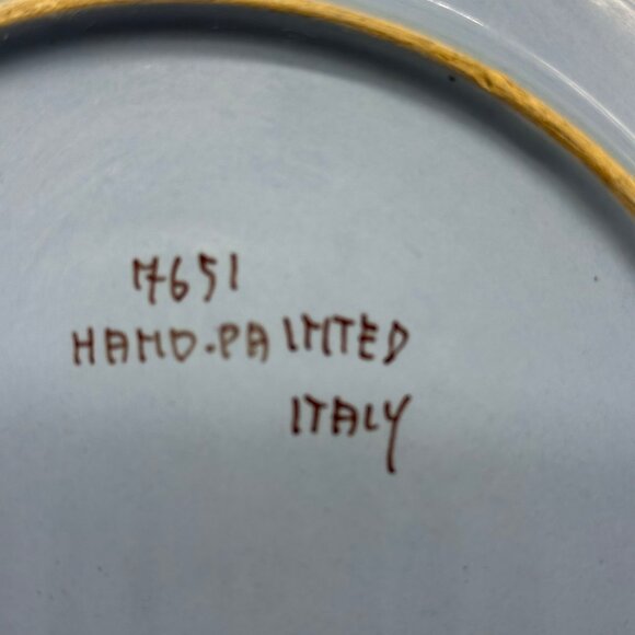 Vintage Wall Hanging Plate Italian Pottery Winter Blue Snow Cabin Lake Italy - Picture 4 of 10